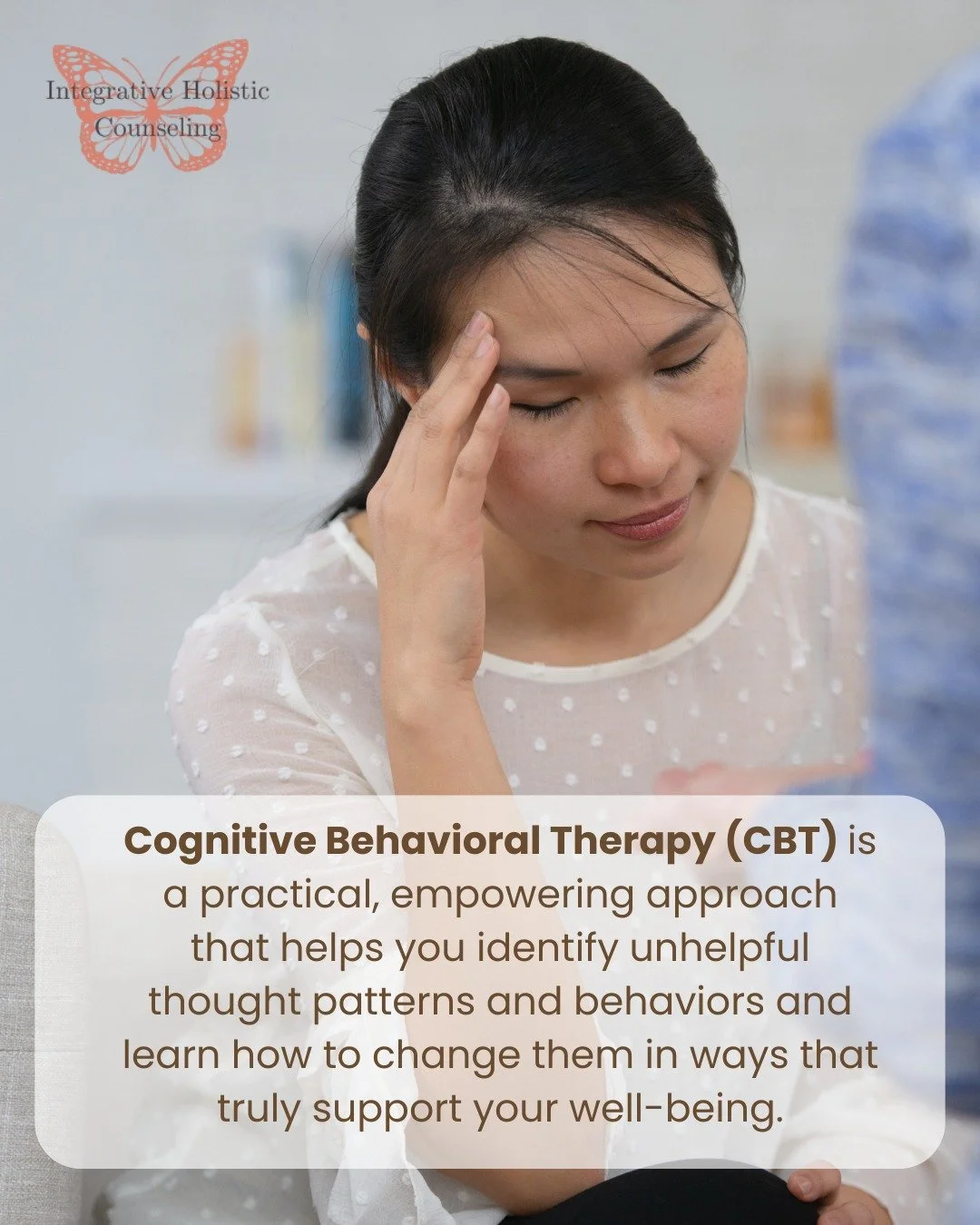 Your thoughts matter&mdash;because they shape how you feel and how you show up.

Cognitive Behavioral Therapy (CBT) is a practical, empowering approach that helps you identify unhelpful thought patterns and behaviors and learn how to change them in w