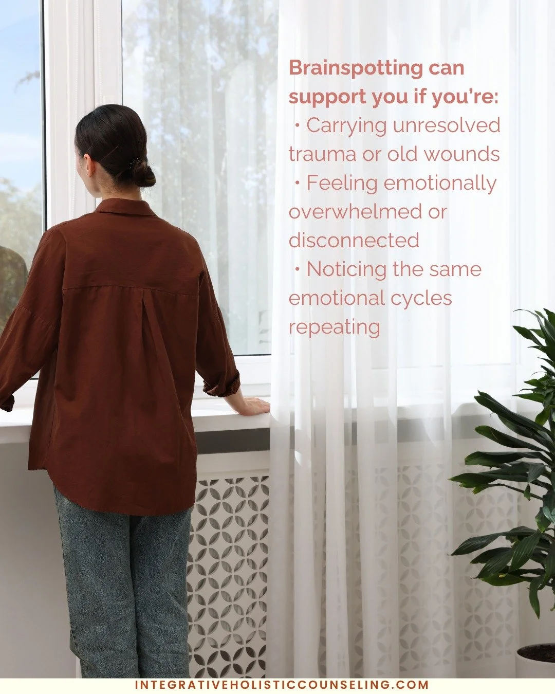 Healing doesn&rsquo;t always happen through talking alone.

Brainspotting is a therapeutic method that helps your brain and body release stored trauma, emotional blocks, and disordered thinking&mdash;at the source.

This approach can support you if y