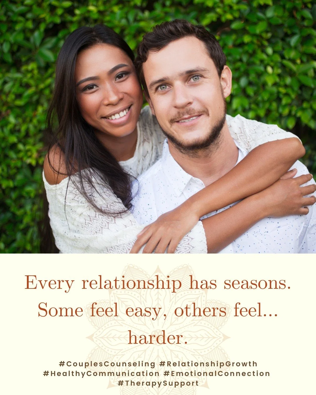 Every relationship has seasons. Some feel easy, others feel&hellip; harder.
Couples counseling isn&rsquo;t just for when things fall apart&mdash;it&rsquo;s for any stage: dating, engaged, married, or long-term.

It&rsquo;s a space to:
 &bull; Communi