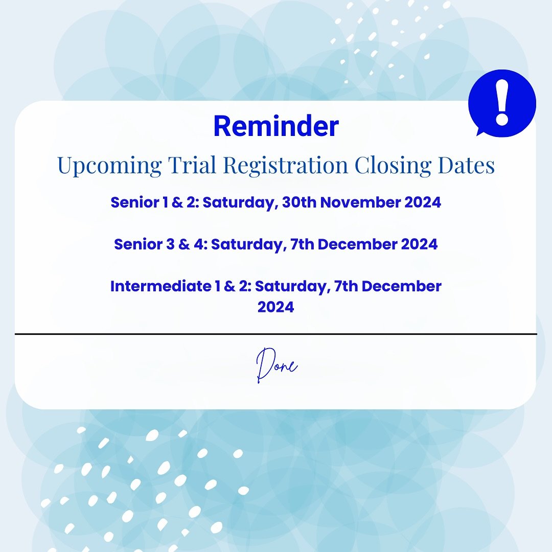 🅁🄴🄼🄸🄽🄳🄴🅁 

Registrations for the listed trials are closing soon!!