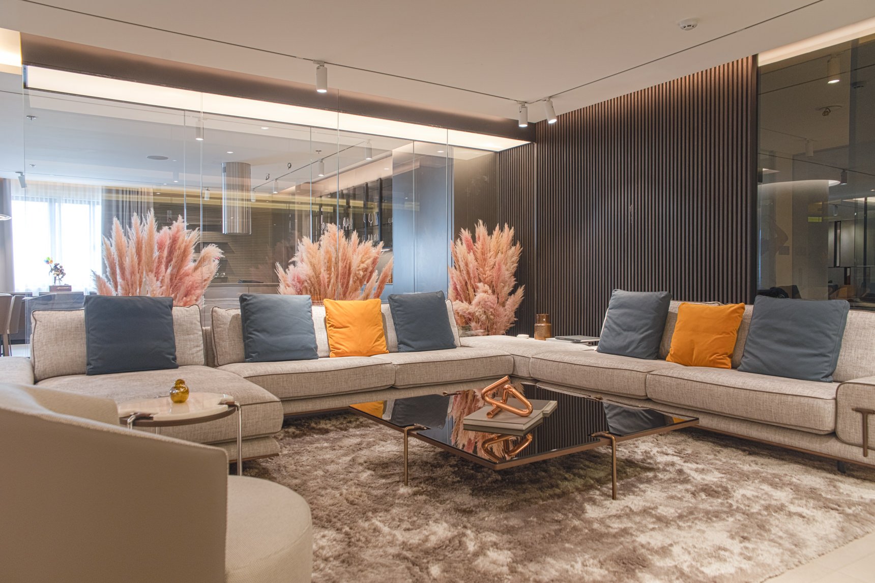 Our Turri living room, showcasing Blues Collection sofa and coffee table by Giuseppe Vigano 