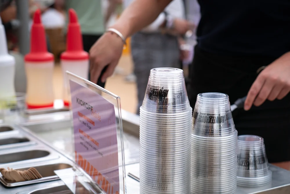 Adweek House branded cups and frozen-drink service at the Cannes kick-off soirée