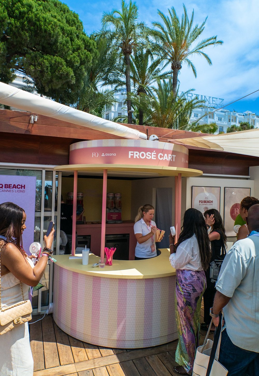 The Female Quotient frozen rosé counter with Cannes guests
