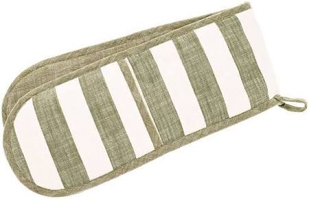 Wide stripe double oven glove olive