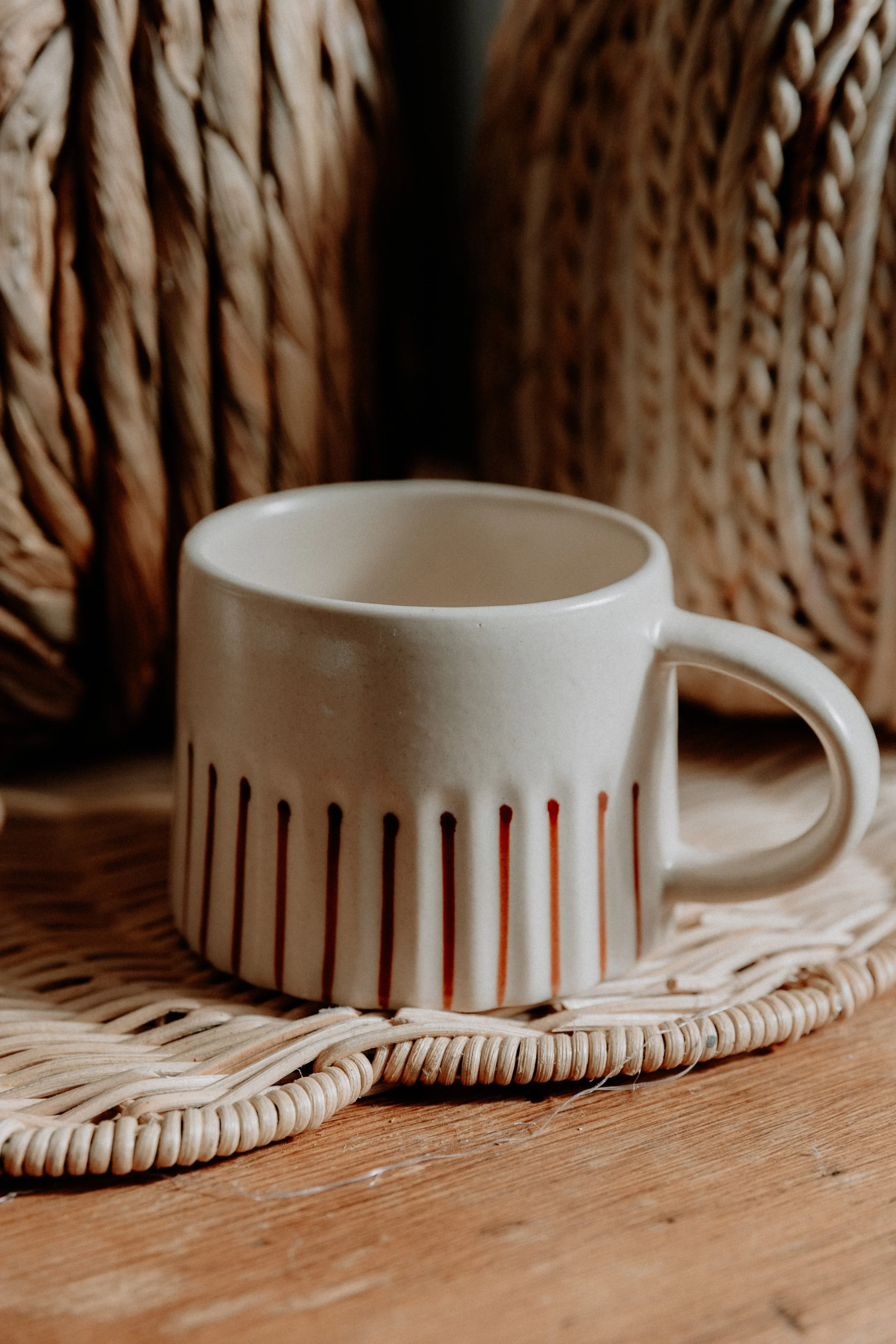Ridged Ginger Painted Mug