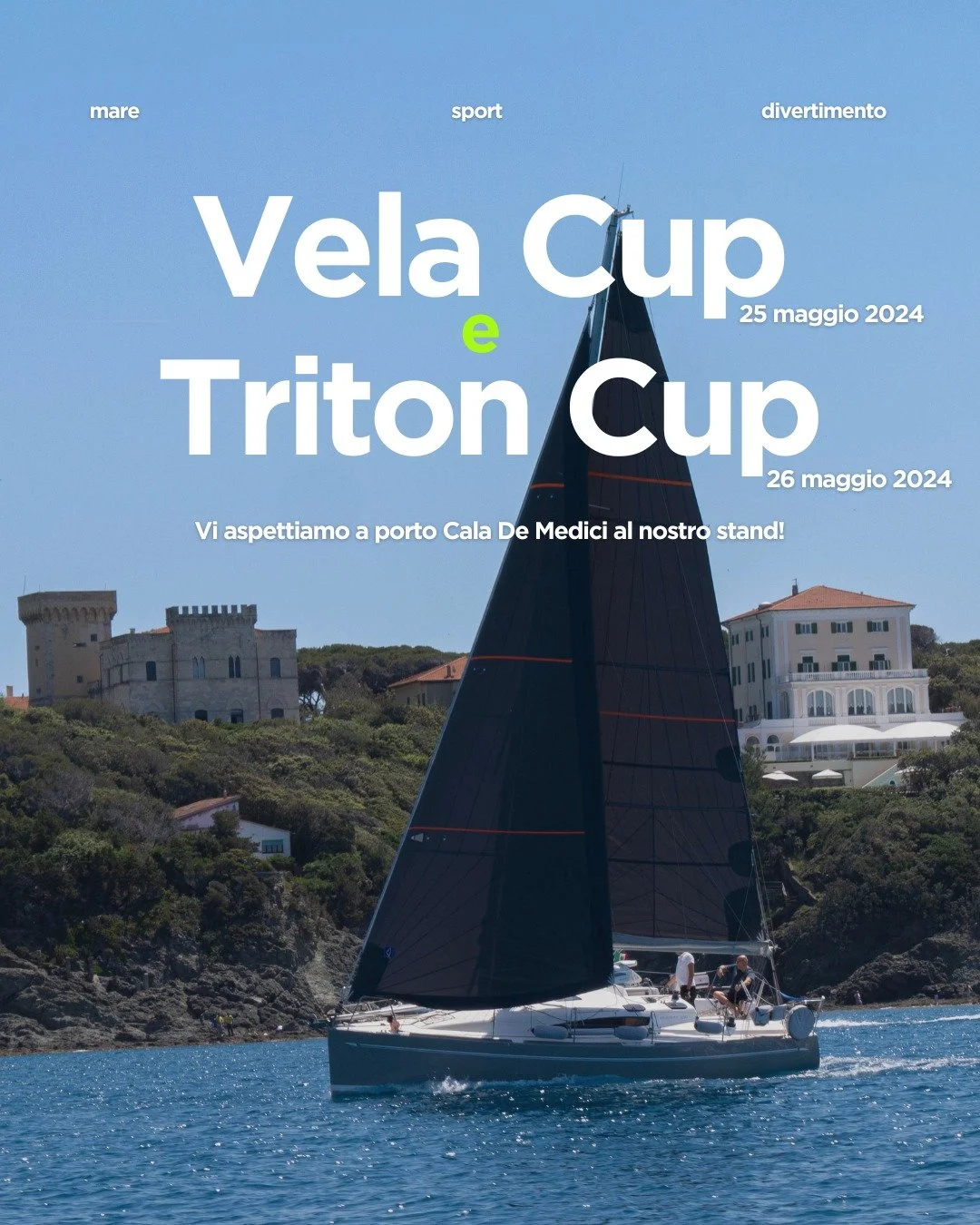 Vi aspettiamo a @marinacalademedici  questo fine settimana per la regate &quot;Vela Cup&quot; e &quot;Triton Cup&quot;!
Saranno due giorni spettacolari, il 25 e 26 maggio, dove la competizione e il divertimento non possono mancare.
Venite a trovarci 
