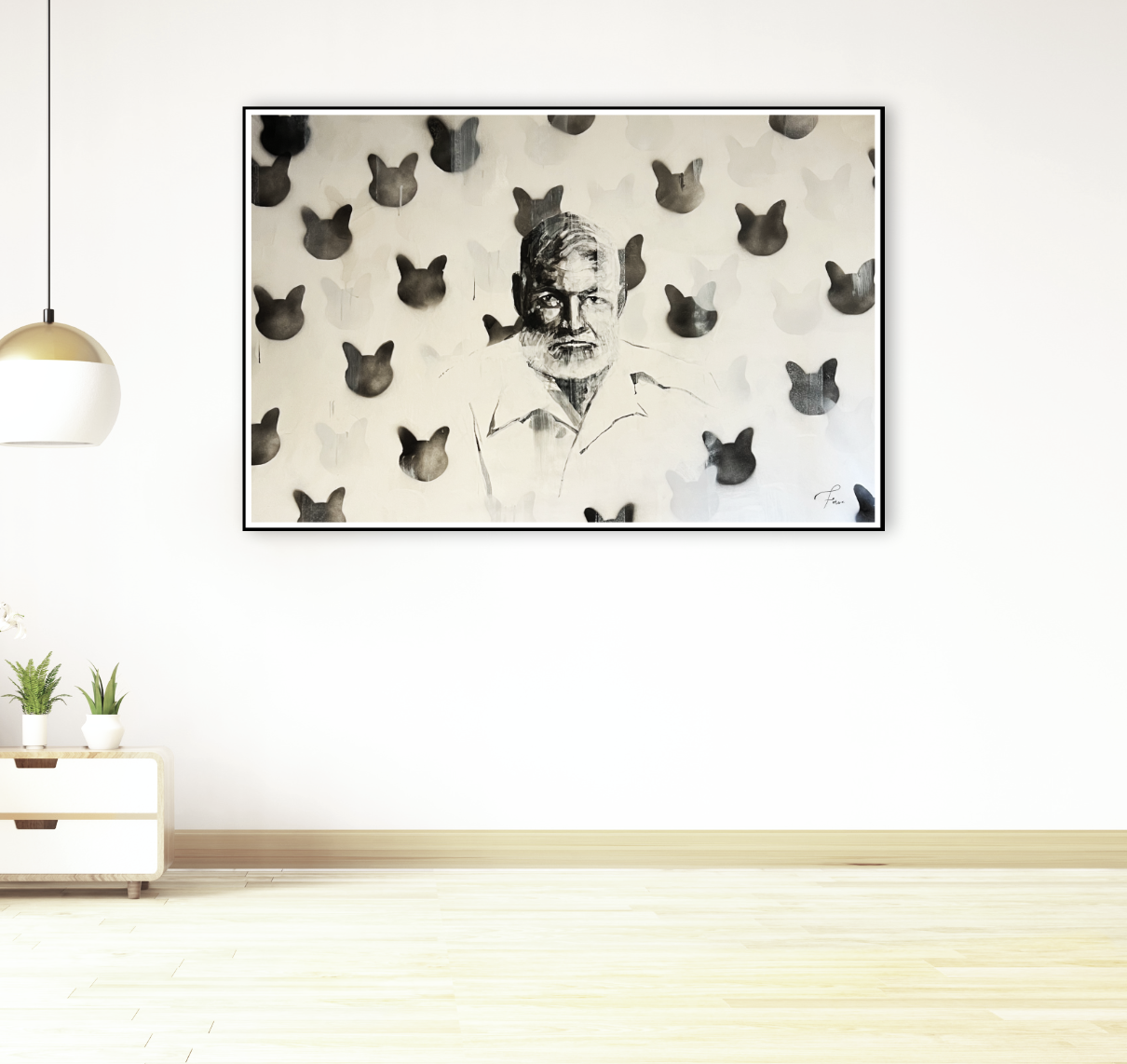 'Hemingway's cats' Spray paint and Acrylics on canvas.