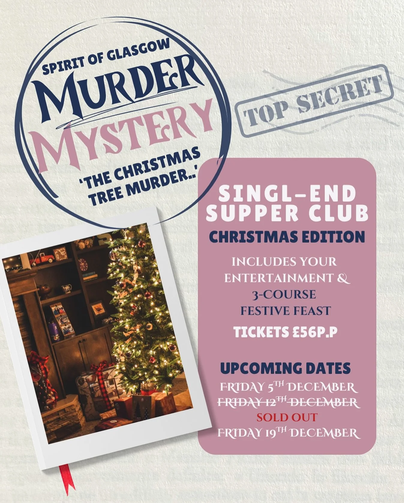 Your chance to sleuth, sip, and festive feast is slipping away&hellip; 🎄

Spots are limited for our Christmas Murder Mystery - an evening packed with twists, turns, and enough festive chaos to keep everyone entertained. And you&rsquo;ll need to stay