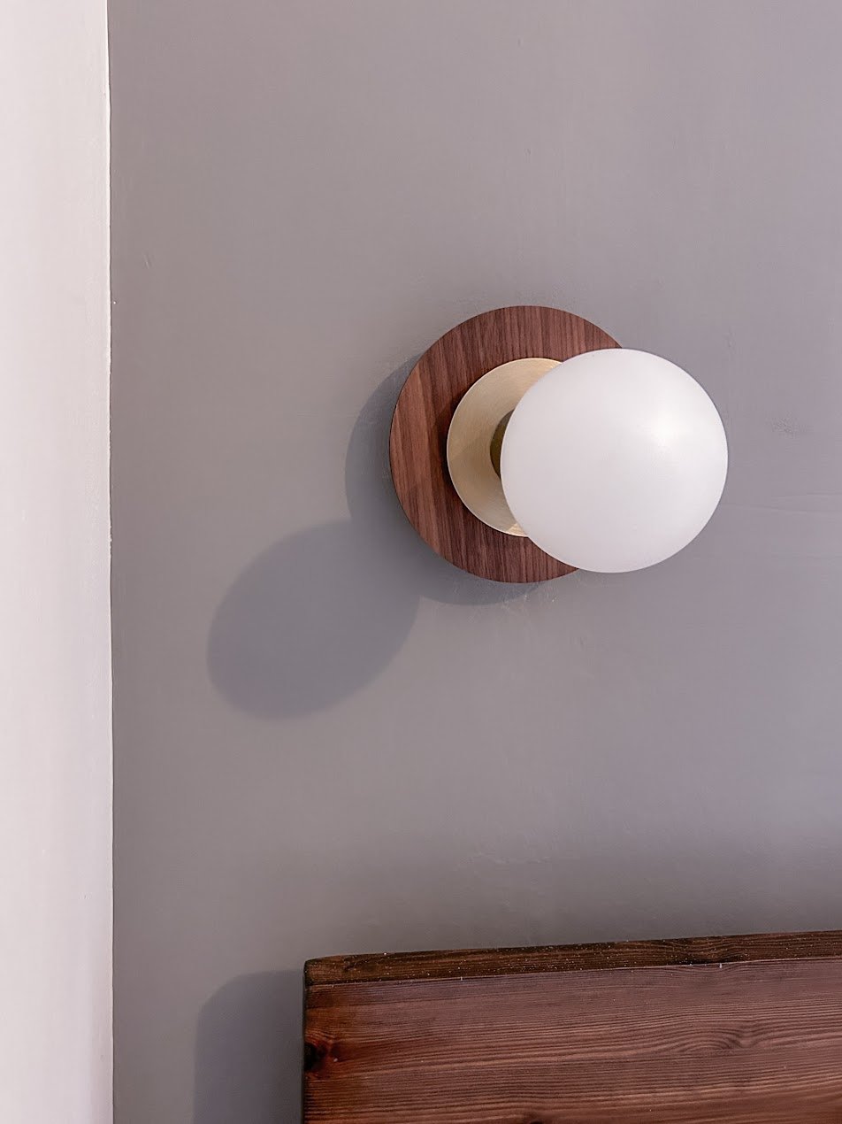 Airbnb Interior Design Makeover Brighton Sussex. Round wall light,