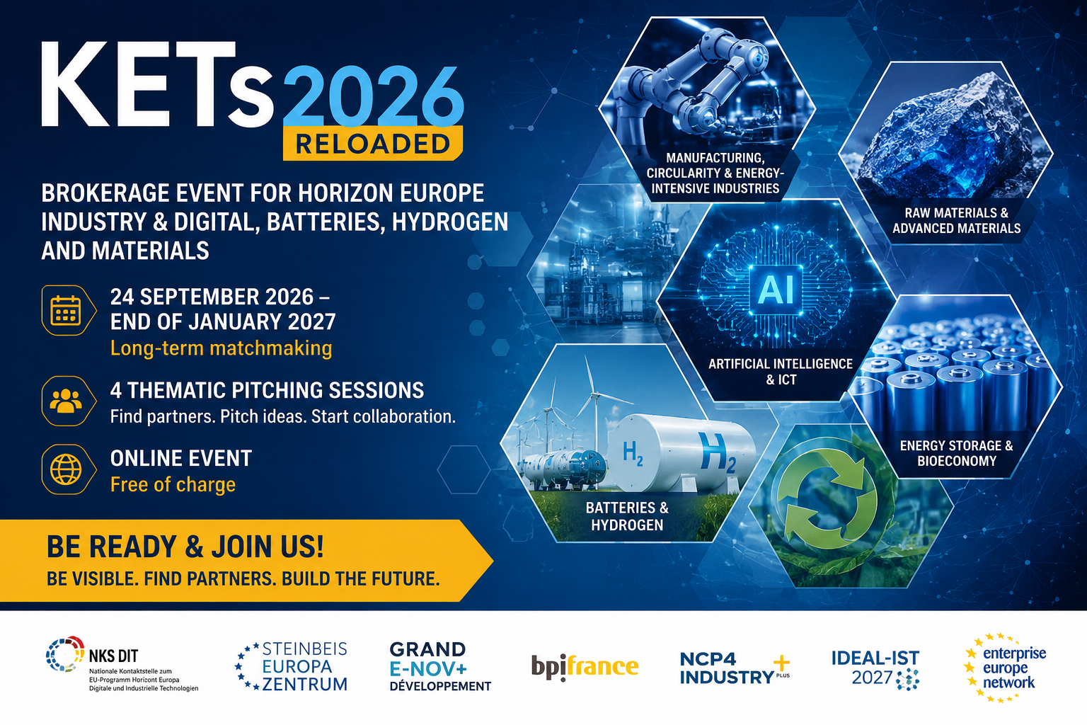 Atrodi partnerus Horizon Europe projektiem KETs2026 reloaded tiešsaistes kontaktbiržā