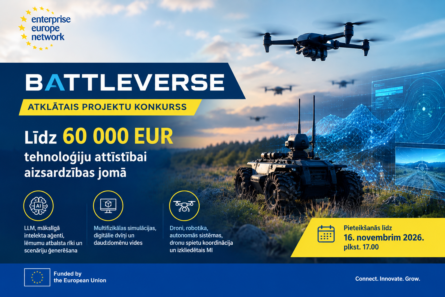 Vai jūsu tehnoloģijai ir pielietojums aizsardzībā? Pieejams atbalsts līdz 60 000 EUR
