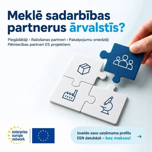Meklē starptautiskus biznesa vai pētniecības partnerus? Izmanto iespēju ievietot profilu Enterprise Europe Network datu bāzē!