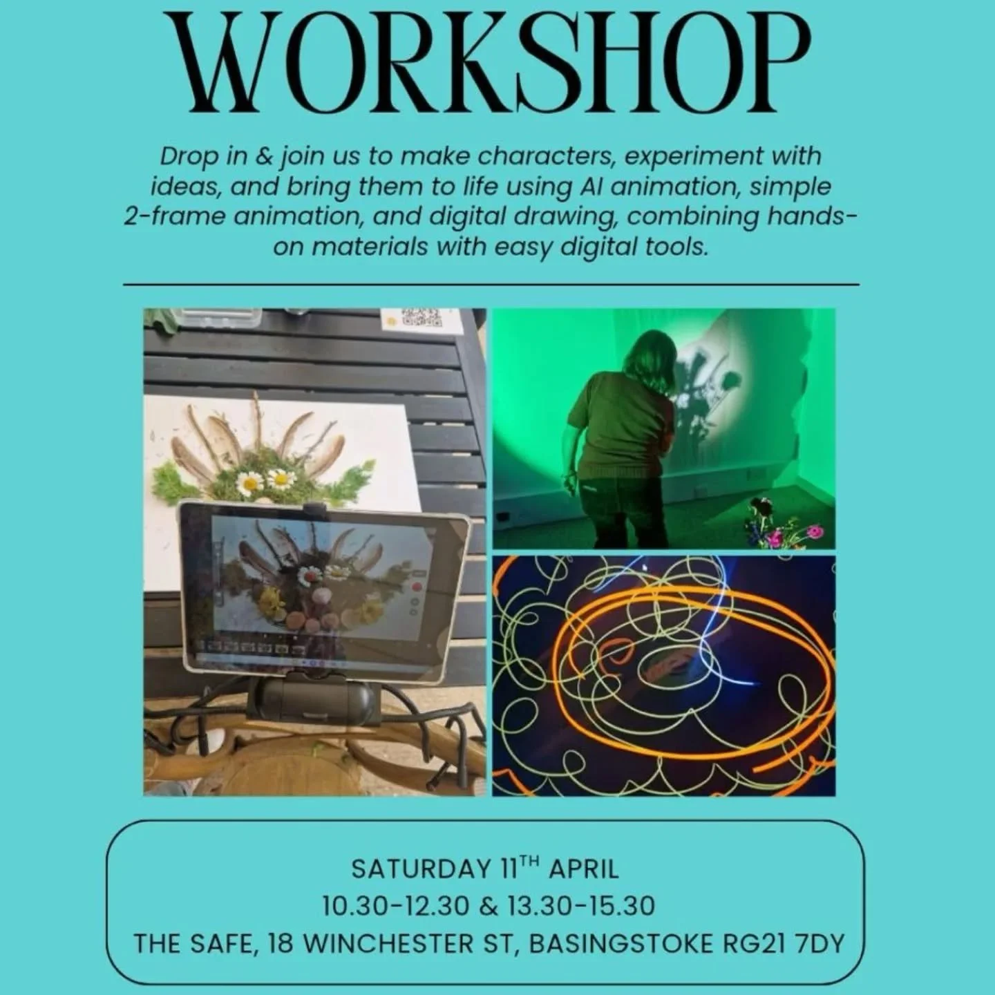 Super excited!!! This is the first family workshop at @thesafe_basingstoke for the The Digital Art Play Project! Can't wait to start making with The Safe Families!! 1 Day to go!! All the art work will culminated into an exhibition and digital art pla