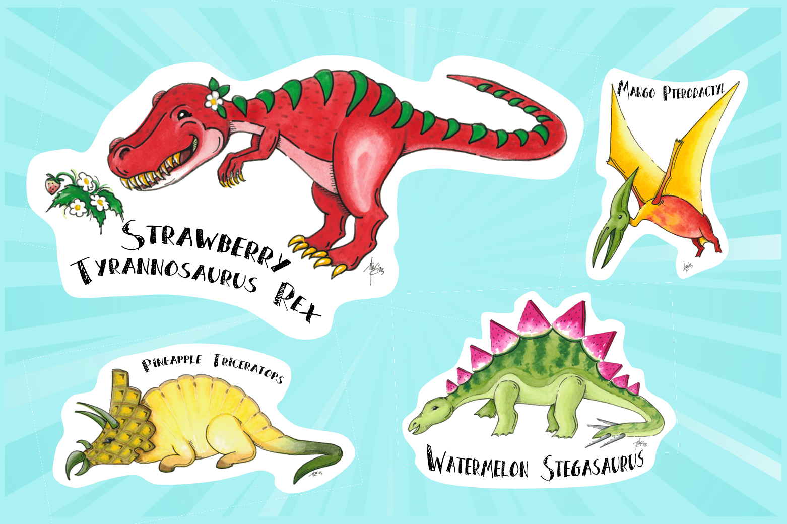 "Dino Fruits" Illustration Collection