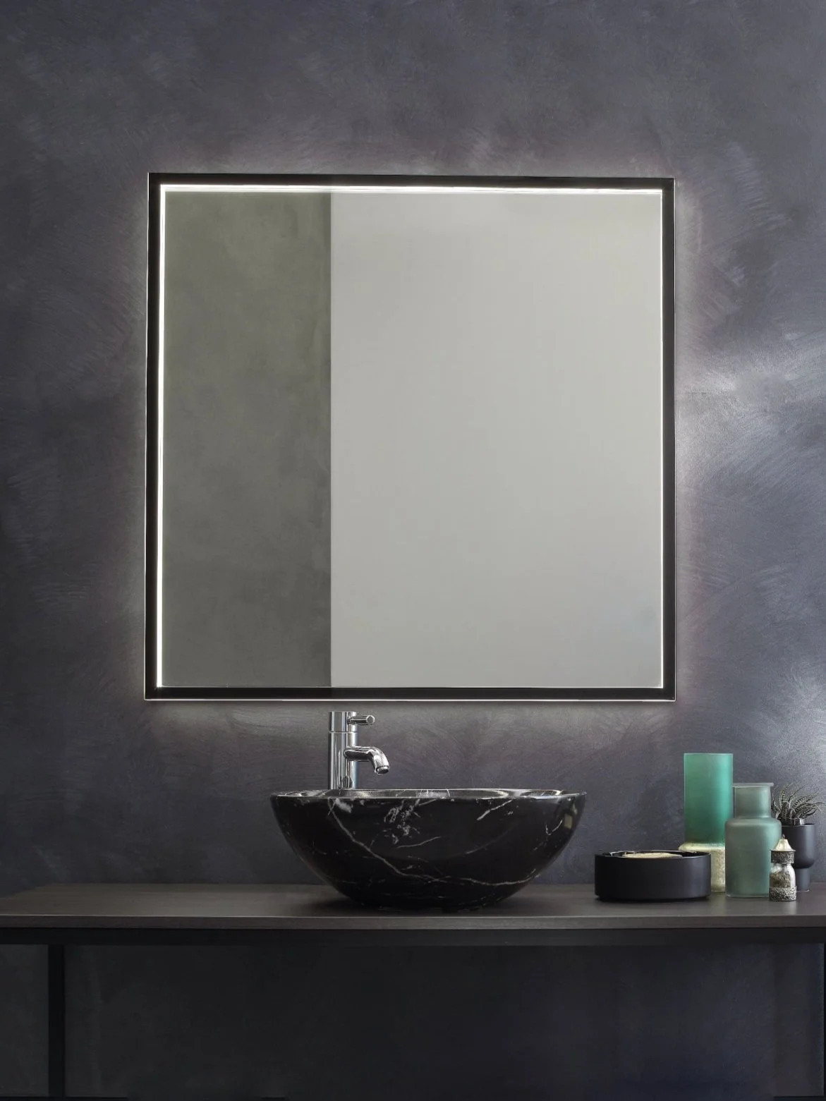 Specchio Retroilluminato A LED 100x70 Cm Per Bagno E Casa - Design Minimalista, Posizionamento Verticale/orizzontale, Made In Italy - 2