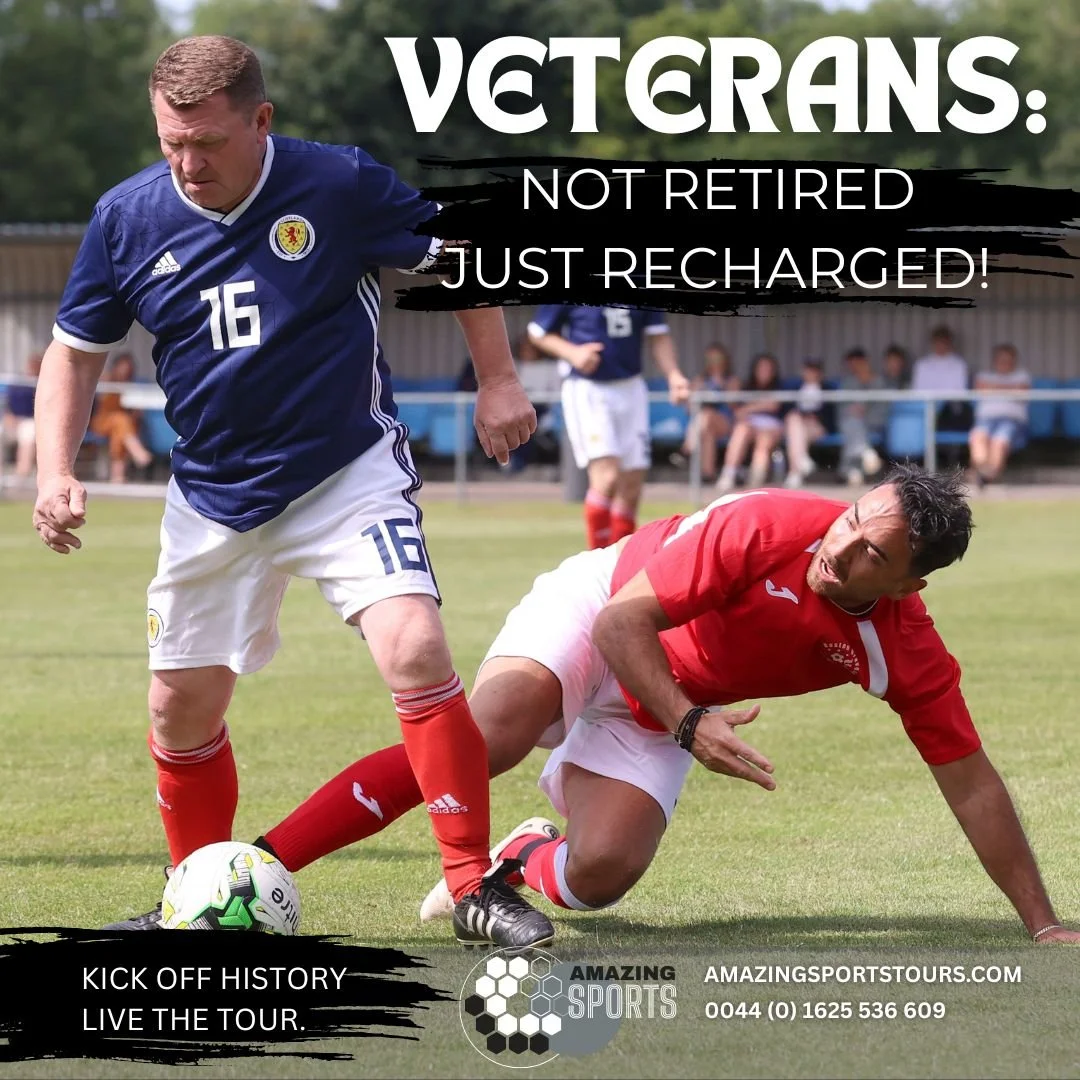 ⚽ Veterans Soccer Tour &ndash; England 2026
PLAY - EXPLORE - RELIVE THE PASSION
 
Join us on an unforgettable Veterans Soccer Tour to England &mdash; the home of football. This exclusive experience combines competitive matches with cultural discovery