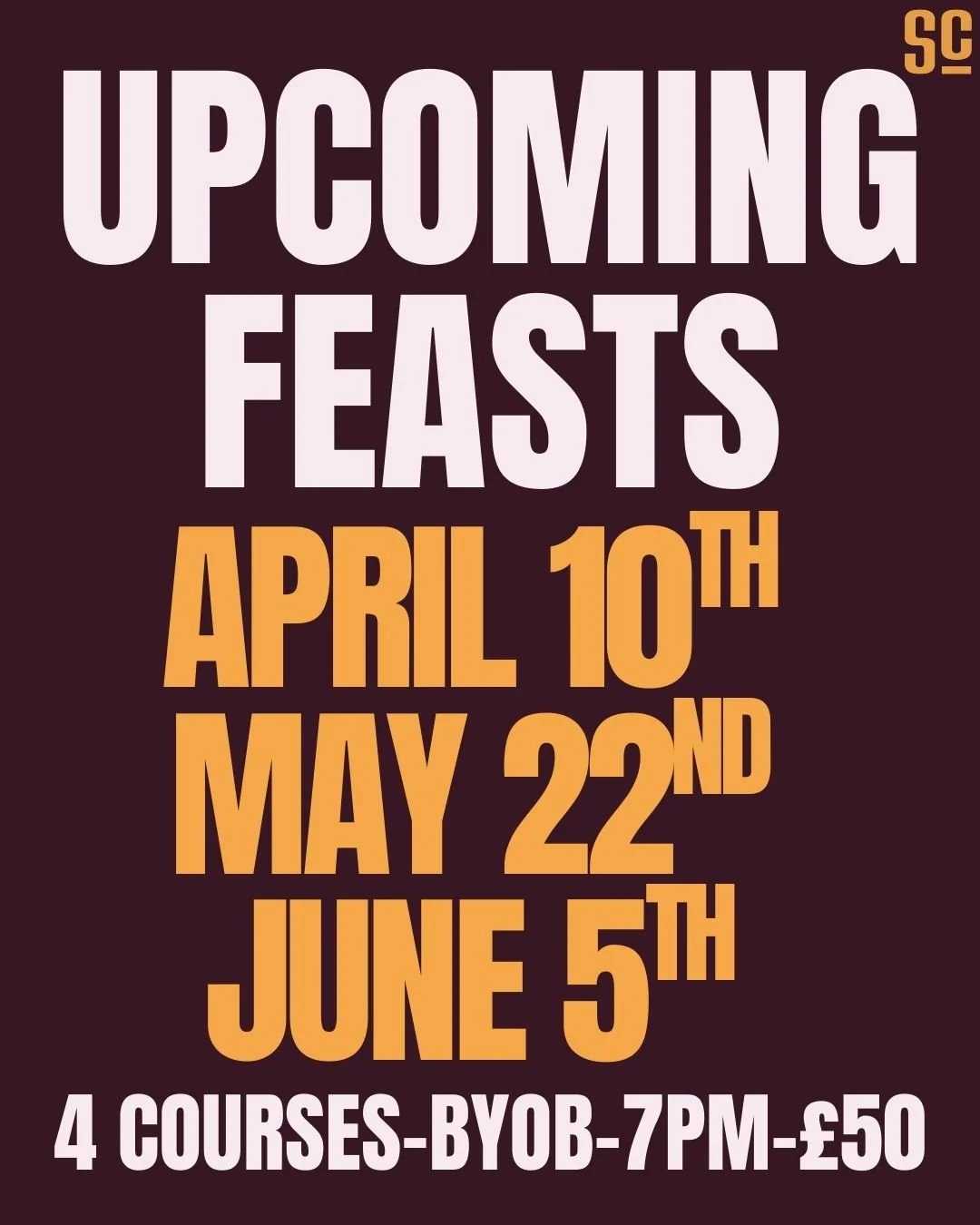 We are taking bookings for our upcoming feasts in April, May and June. 

If you would like to book please email harry@shepherds-corner.co.uk