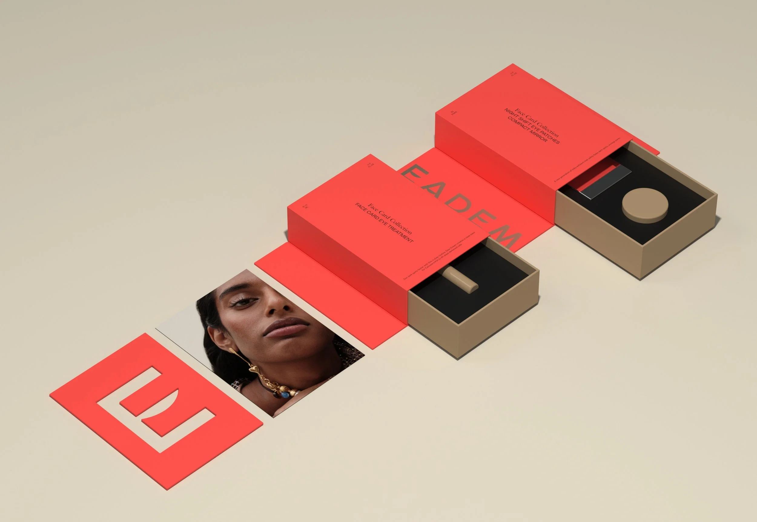 EADEM beauty packaging concept with coral presentation boxes