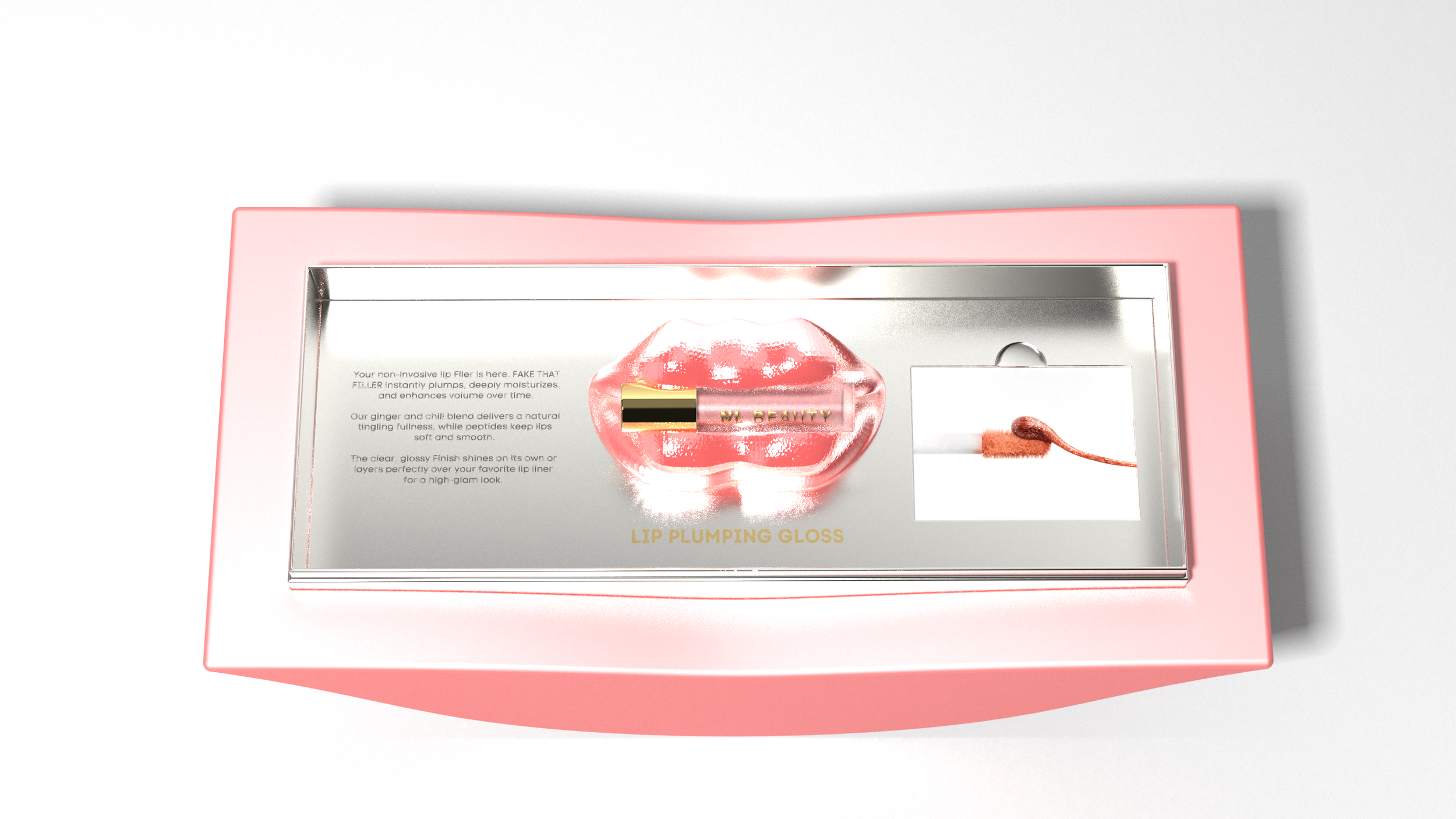 Pink lip gloss presentation packaging and retail display concept