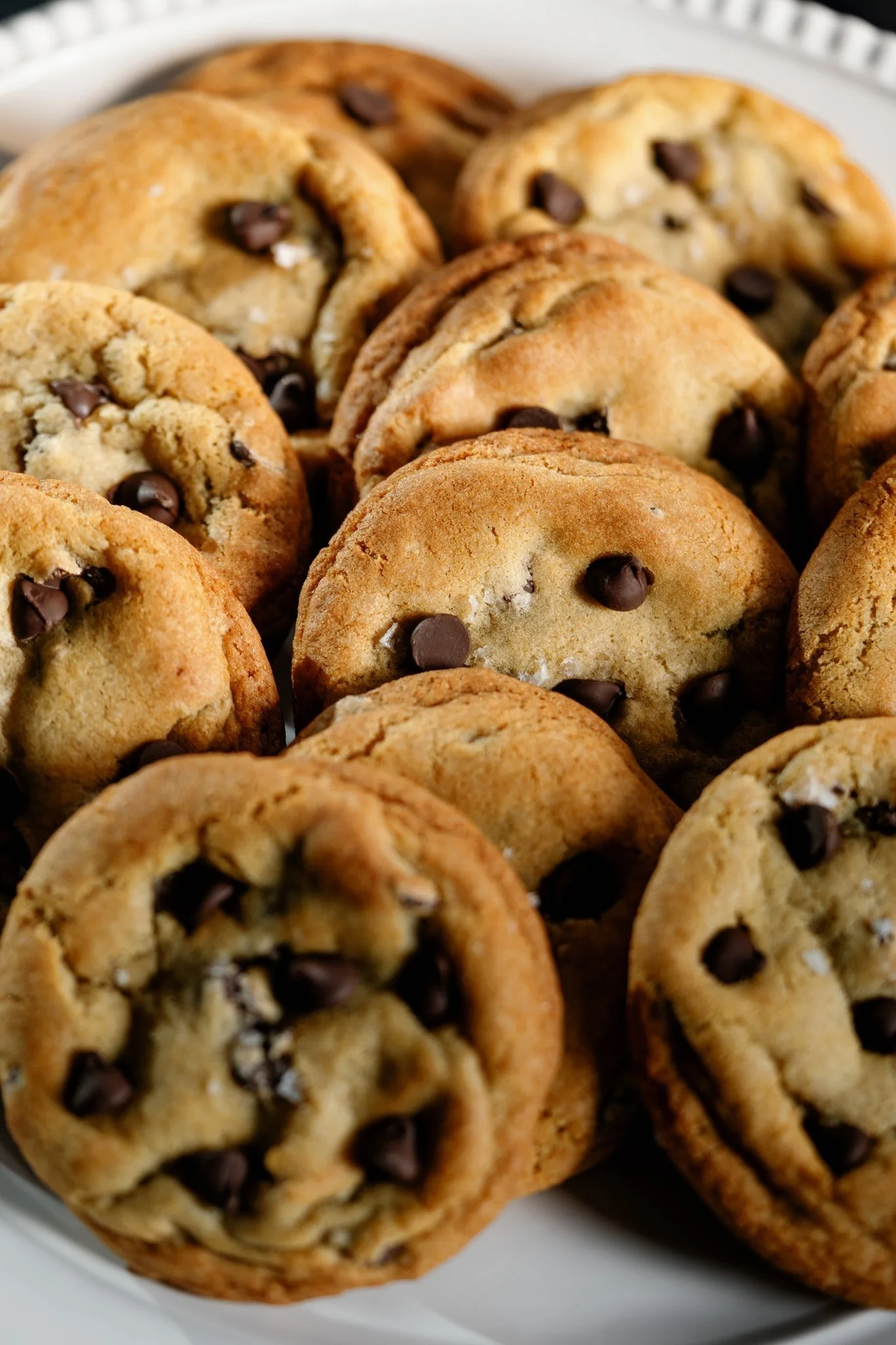 A batch of chocolate chip cookies