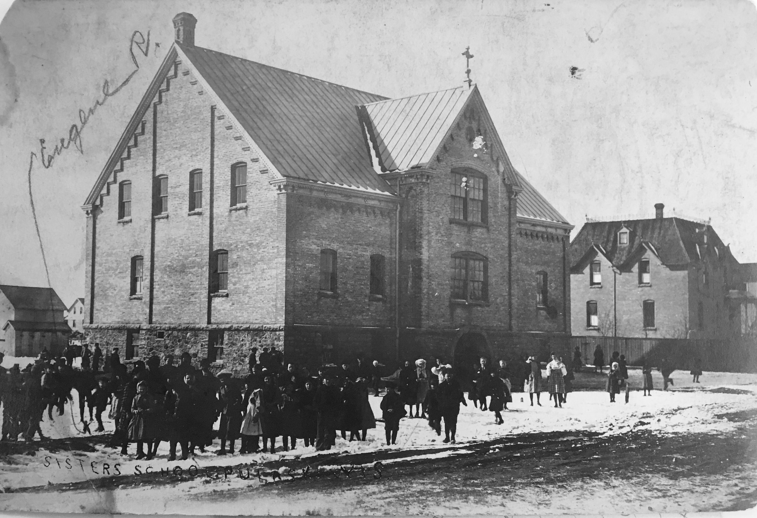 c1911 Post Card Parochial school and convent.JPG