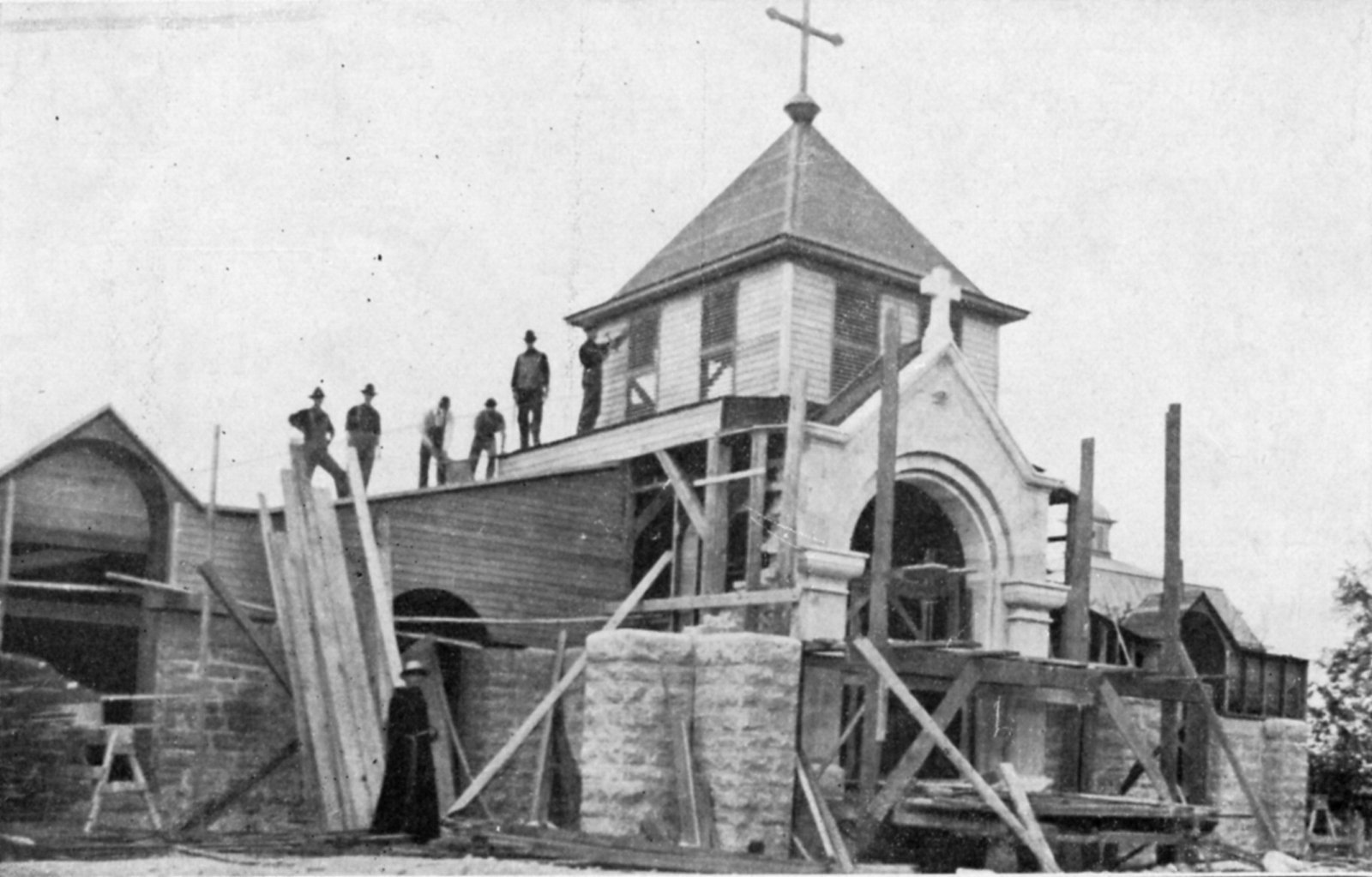 c1906 ABVM construction of second church.JPG