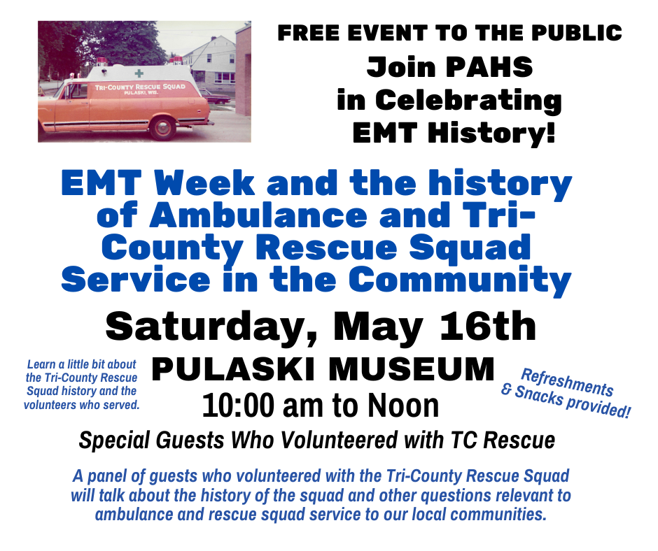 Pulaski Area Historical Society Celebrates EMT Week with Tri-County Rescue Squad Panel
