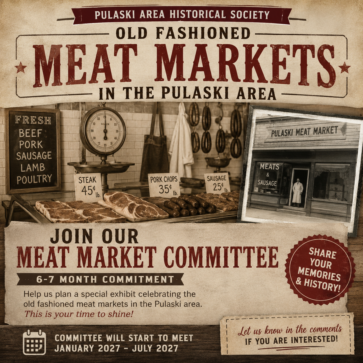 Pulaski Area Historical Society Seeking Volunteers for New Meat Market History Project