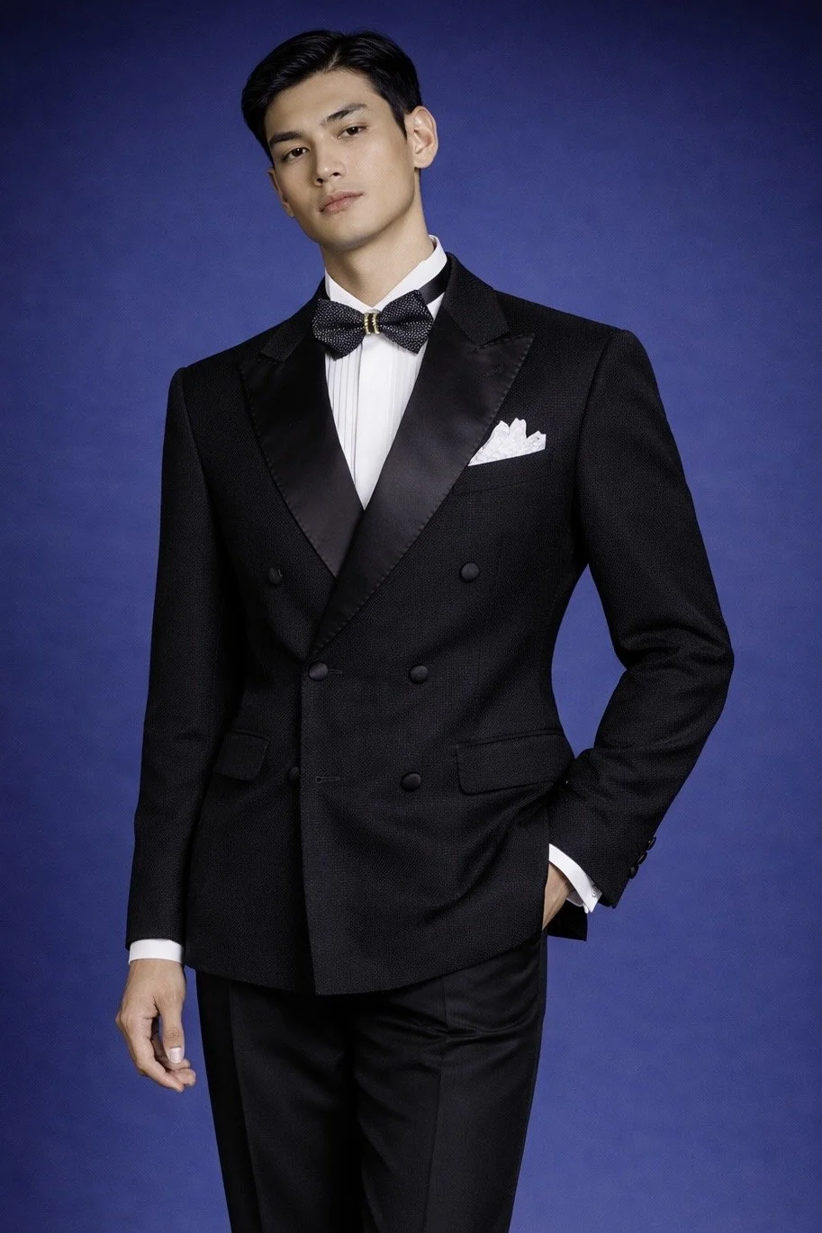 SOVEREIGN SATIN PEAK DOUBLE BREASTED TUXEDO