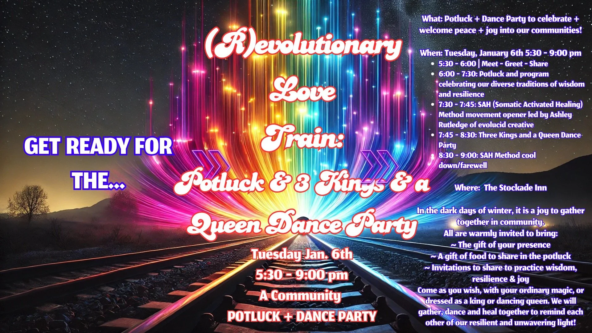 (R)evolutionary Love Train: Potluck and 3 Kings & a Queen Dance Party
