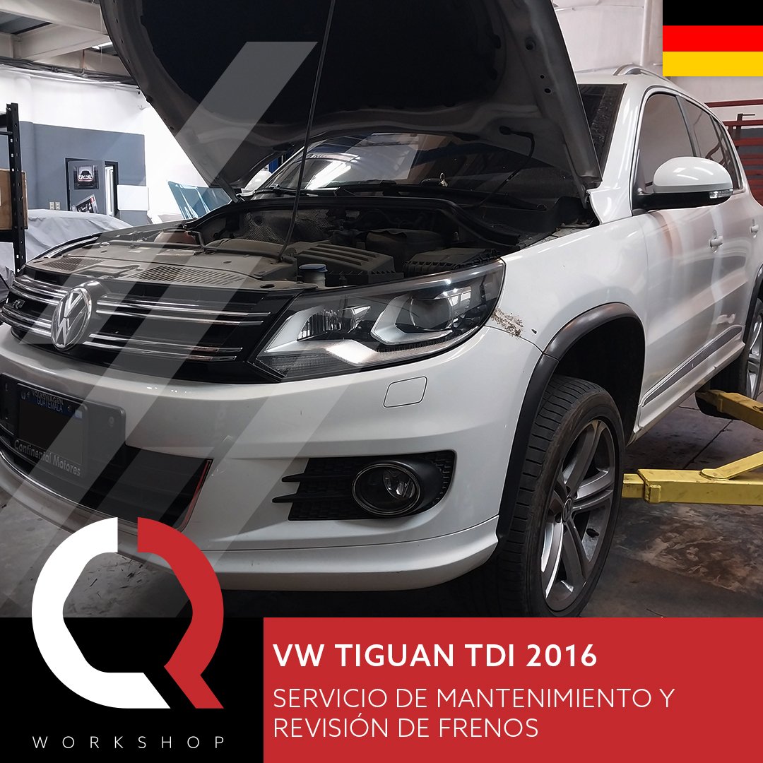 Servicio de mantenimiento y revisi&oacute;n de frenos delanteros y traseros Volkswagen Tiguan TDI 2016. Taller Quick Guatemala Z.14 #talleresguatemala #carrosguatemala #serviciocarros #tallerautomotriz #vwtiguantdi