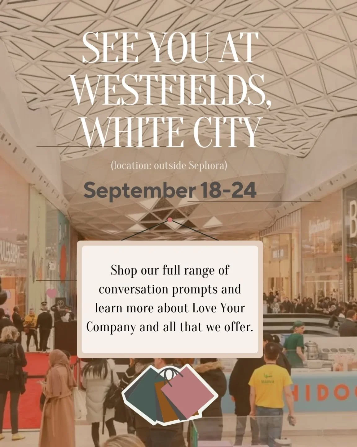 🎉 Westfields White City 🎉 See you next week! 

I haven't done anything like this before but looking forward to it! I'll be there all week, stationed outside Sephora. I'll post exactly where next week once I'm in!

Do come say hi if you're shopping,