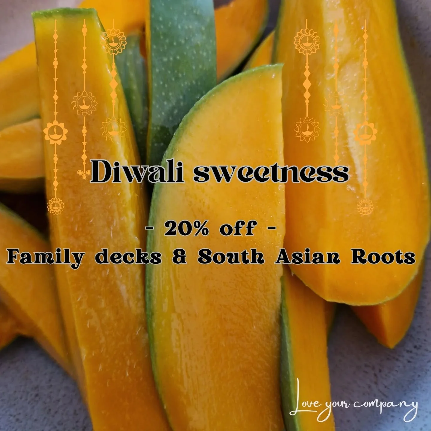 Did you see us featured in the @glamouruk diwali gift guide?! 👀🪔

To mark the occasion (and make it easier for you to 'add to basket' 🤝🏽), we're offering 20% off our Family decks and the South Asian Roots deck. Perfect for gifts, family activitie