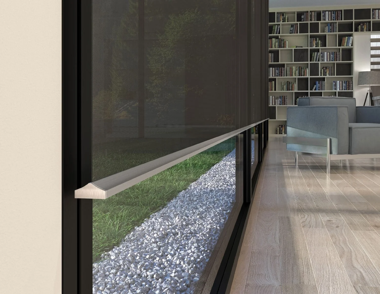 Palladiom hembar detail at a glass wall