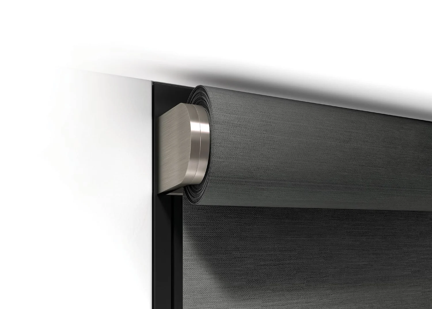 Palladiom roller shade with metal end bracket