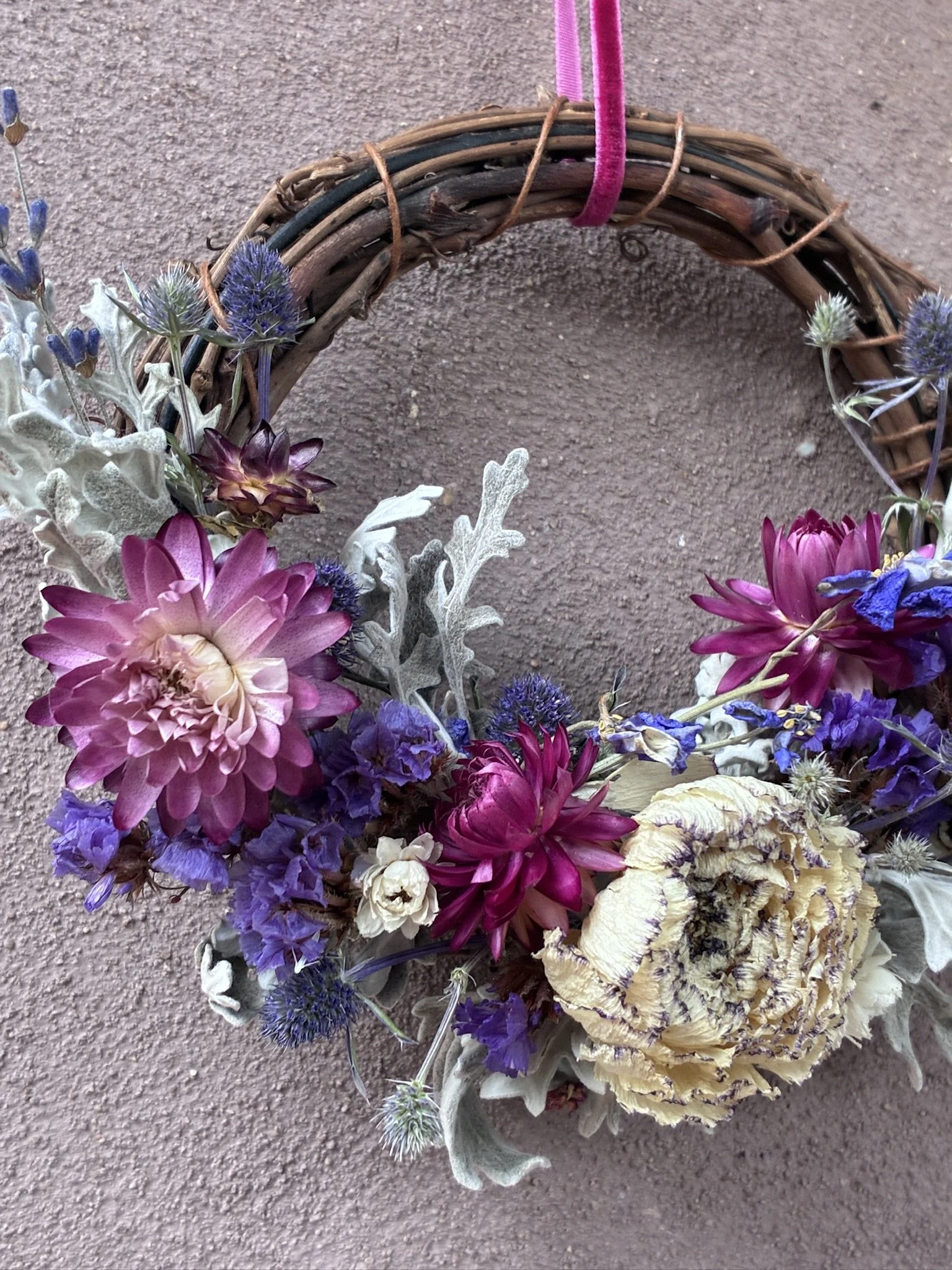 Purple Mini Everlasting Wreath 5"