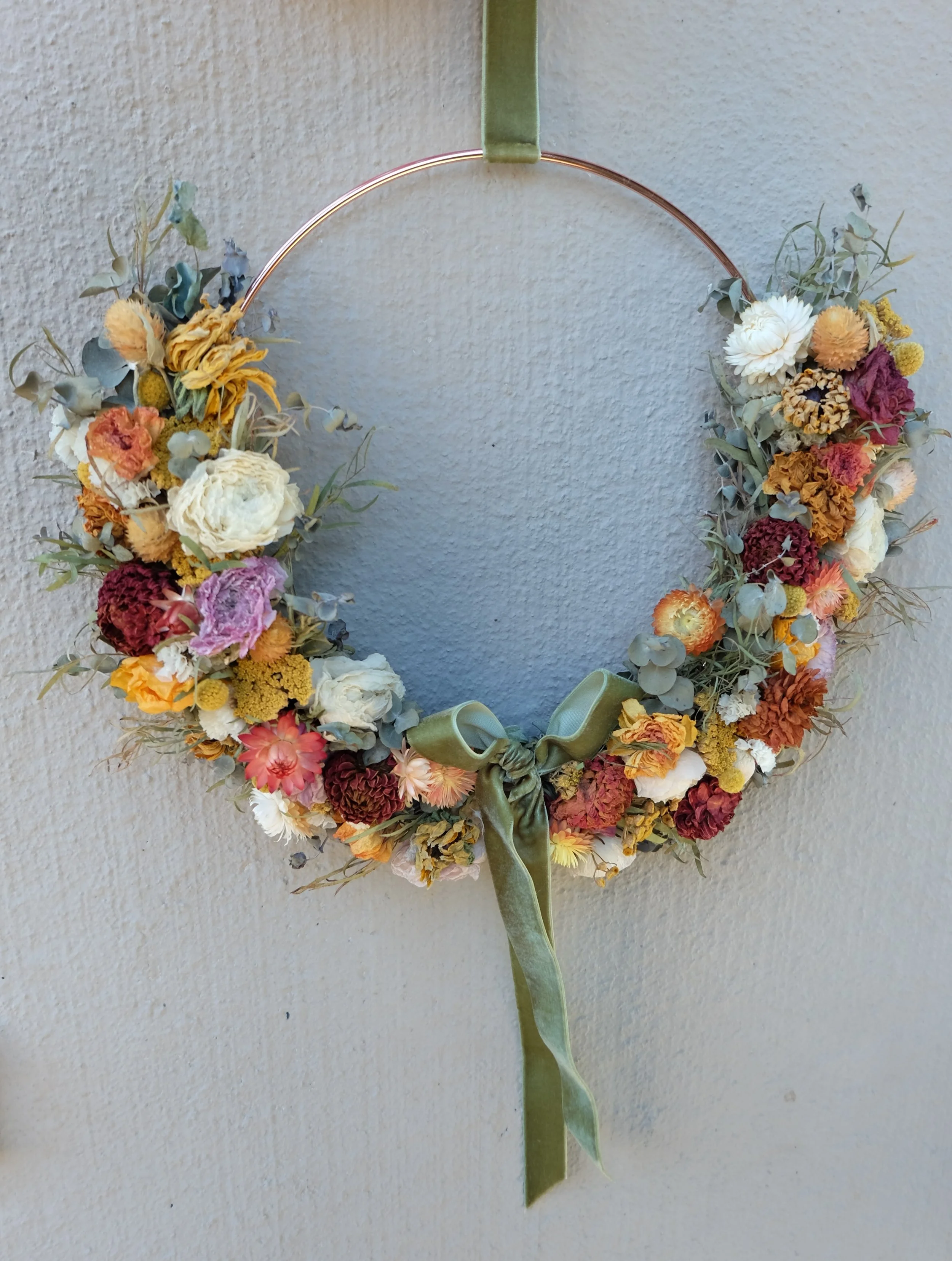 Colorful dried flower wreath 