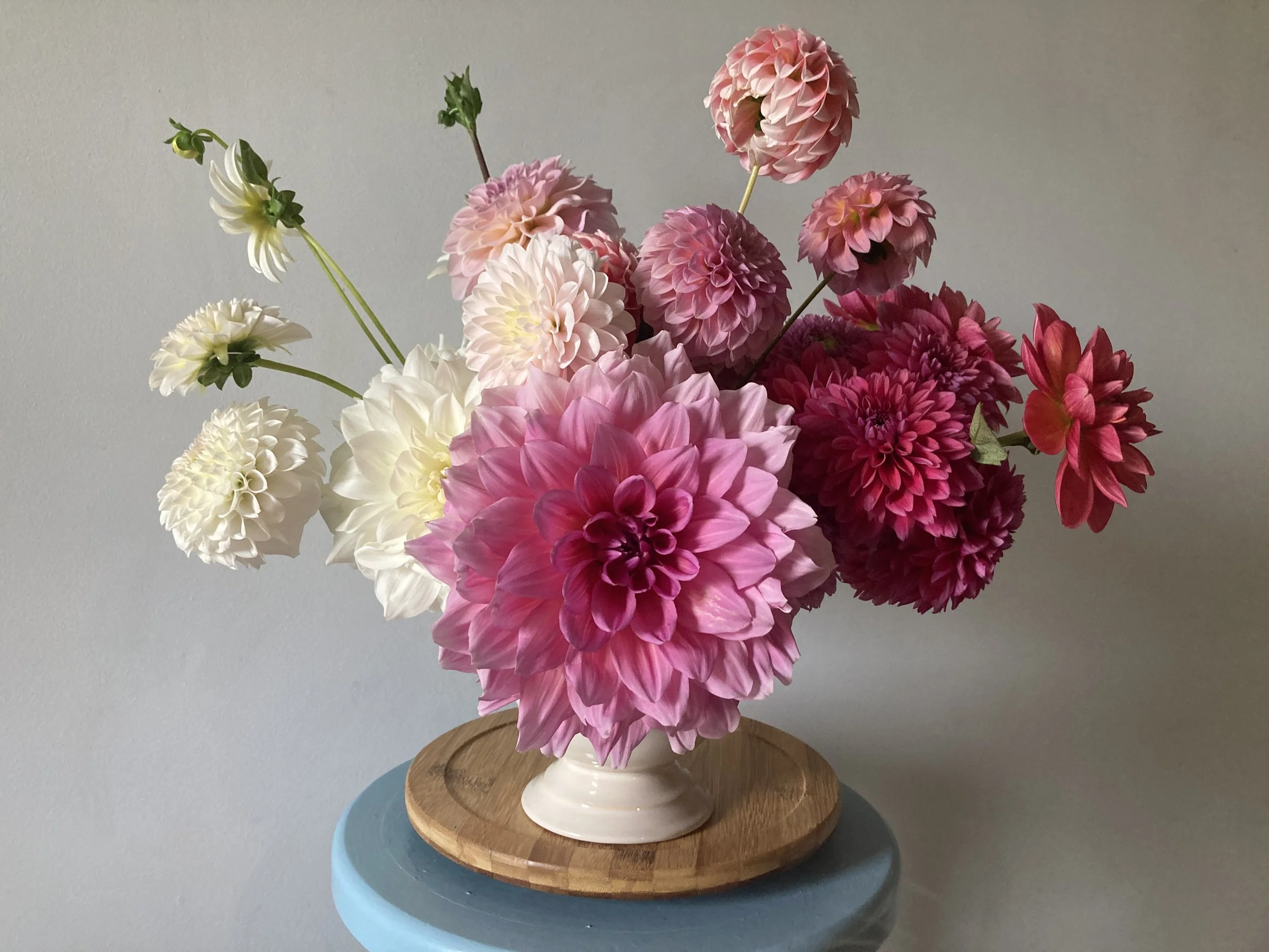 Floral arrangement with locally grown dahlias