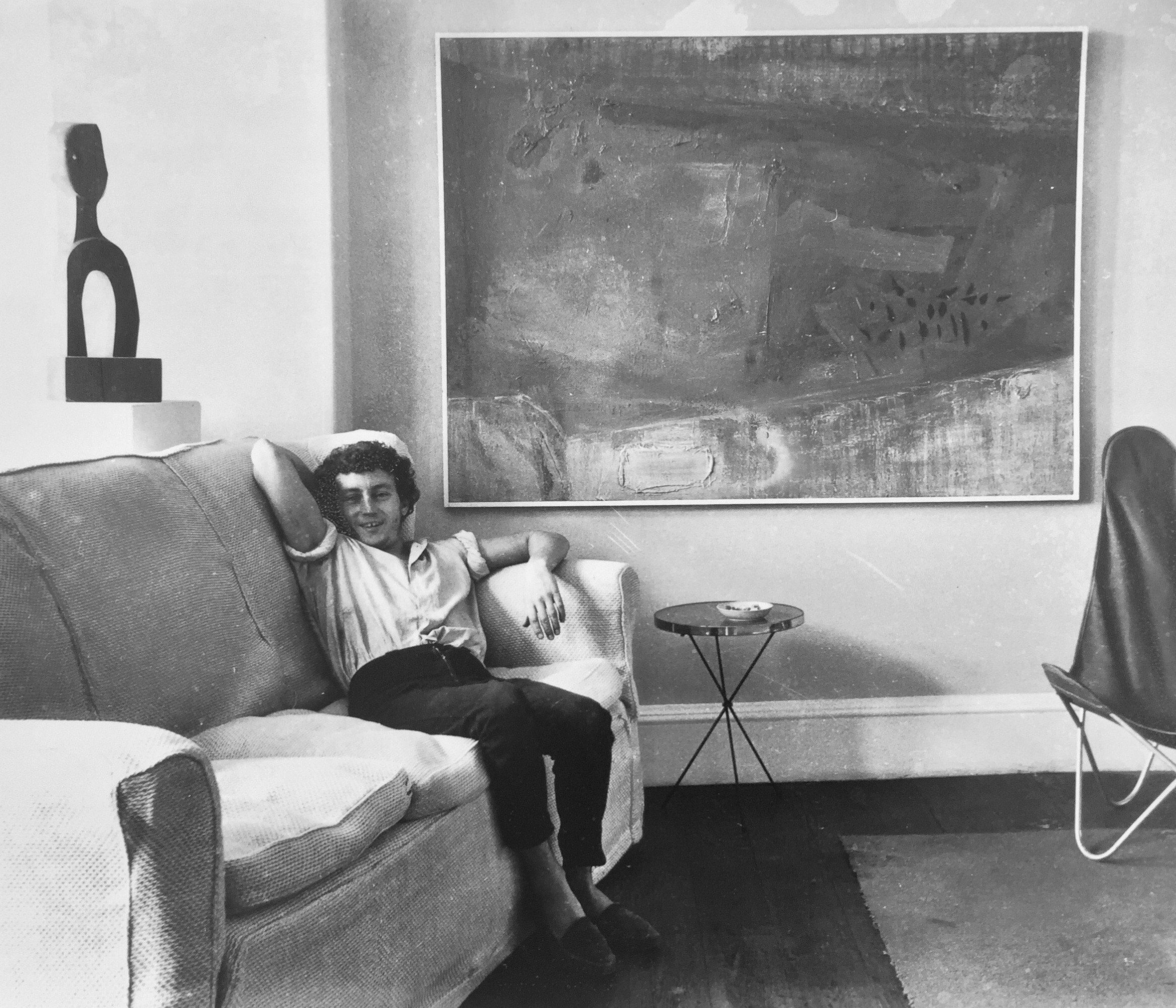 Benjamin with his painting in John Milne’s Upper Trewyn House, St. Ives, 1960