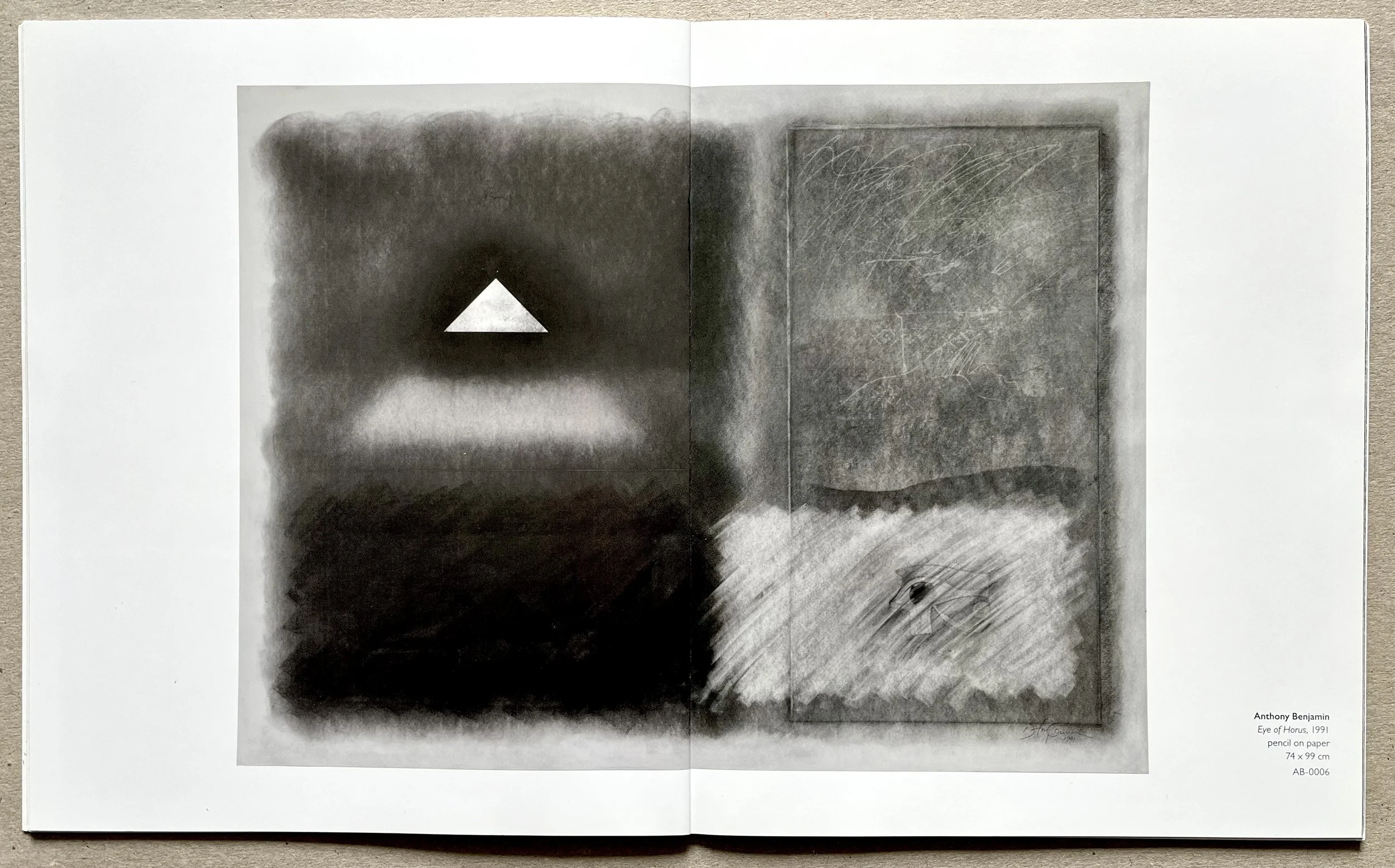 Page from catalogue for posthumous works on paper exhibition at Erskine, Hall & Coe, London, September 2014