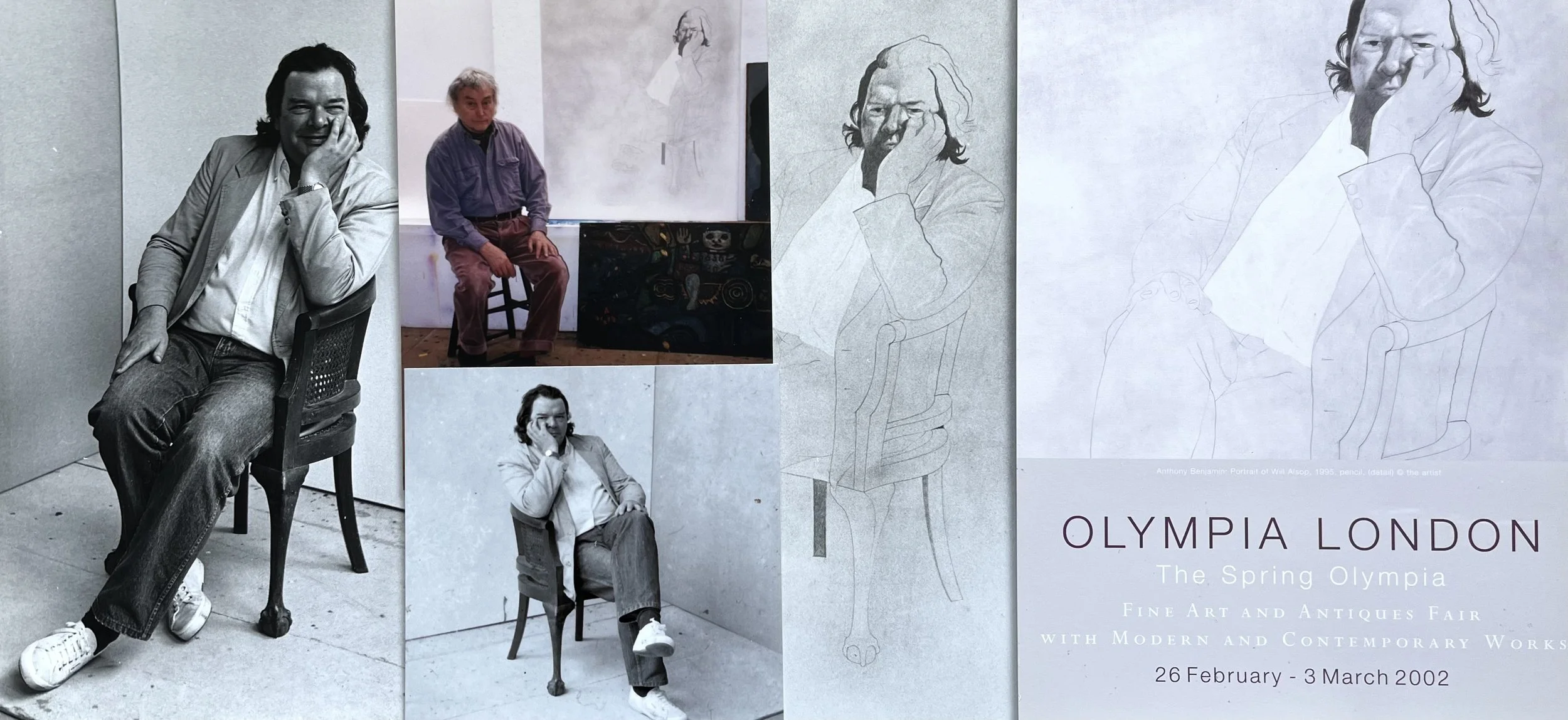Benjamin also made a series of full-figure portraits of friends, including architect Will Alsop and Michael Bellis.