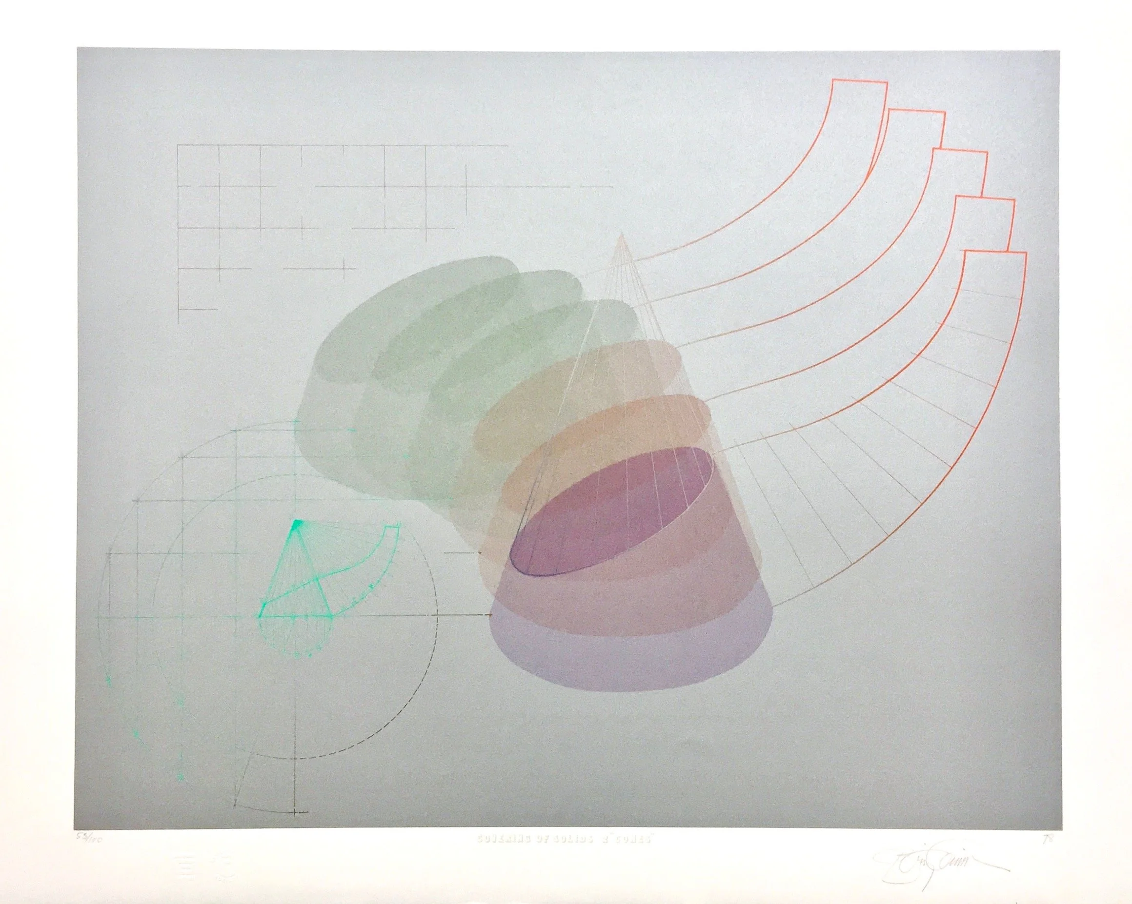 Covering of Solids, Cones, 1976, screenprint