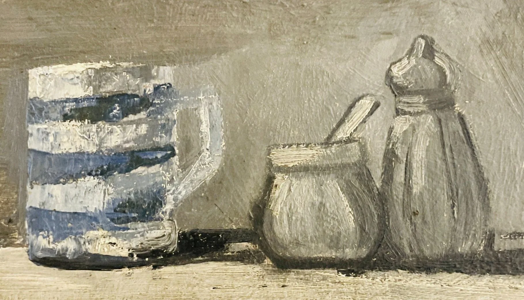 Kitchen Table, Gower Street, 1955, oil on board
