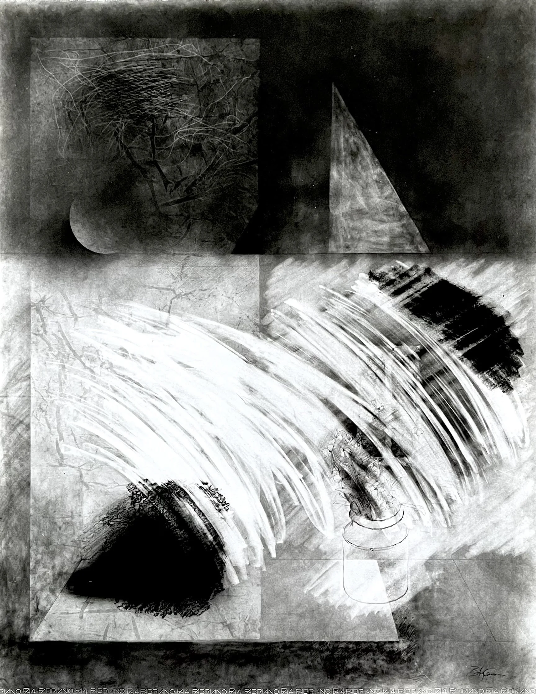 Hourglass, pencil on paper, 1990 (150 cm x 116 cm). In the collection of the Norwich Castle Museum