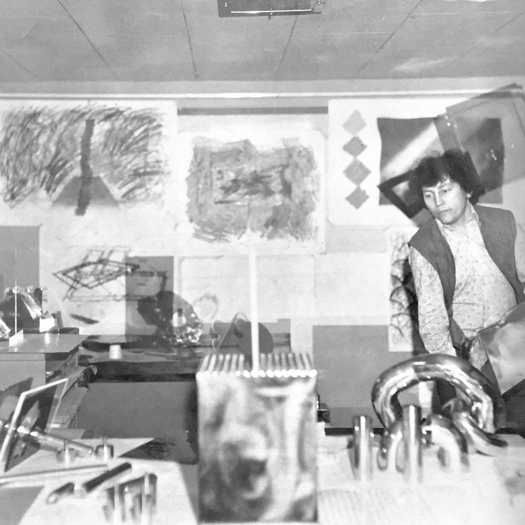 Benjamin working in his Calgary studio, 1969