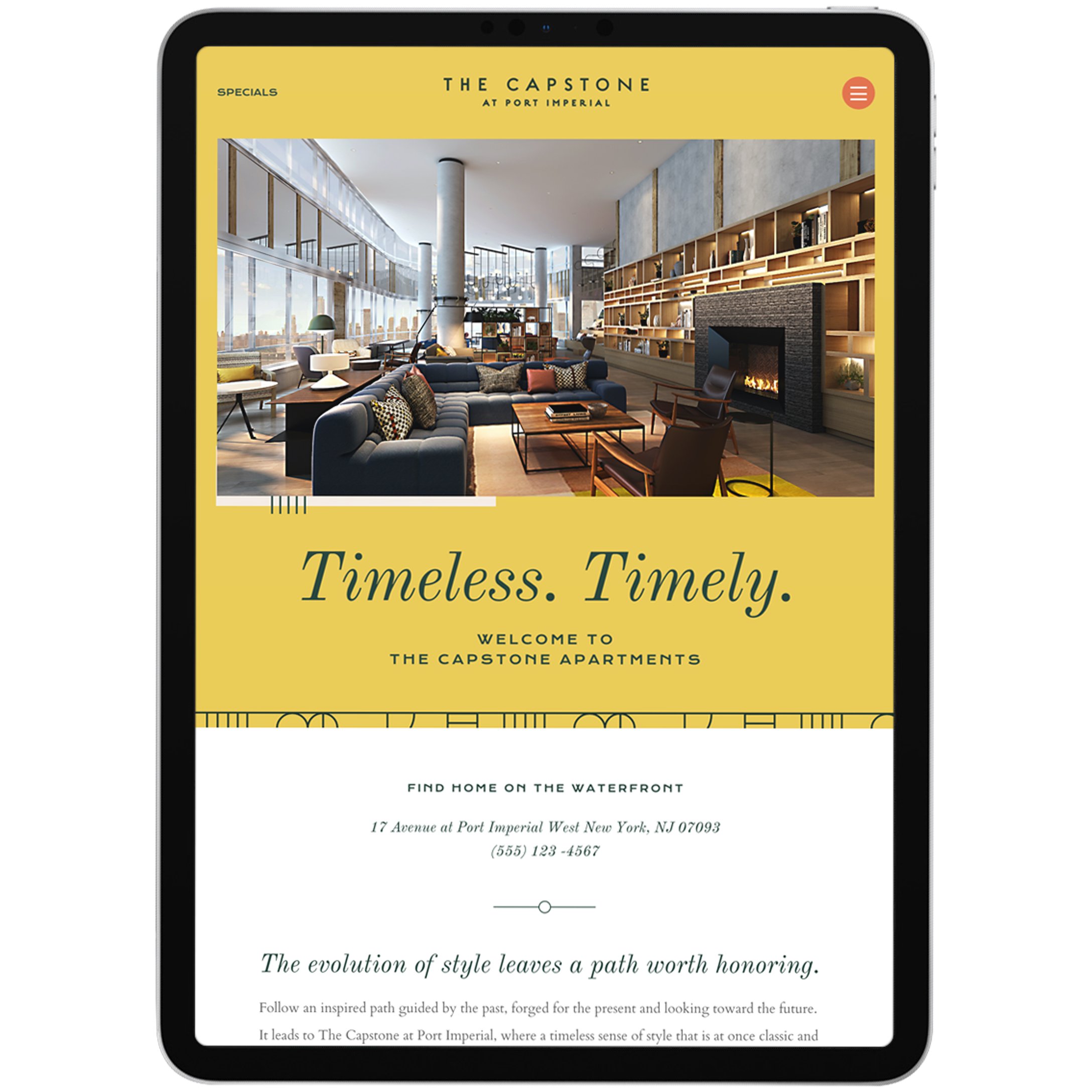 The Capstone Apartments mobile website