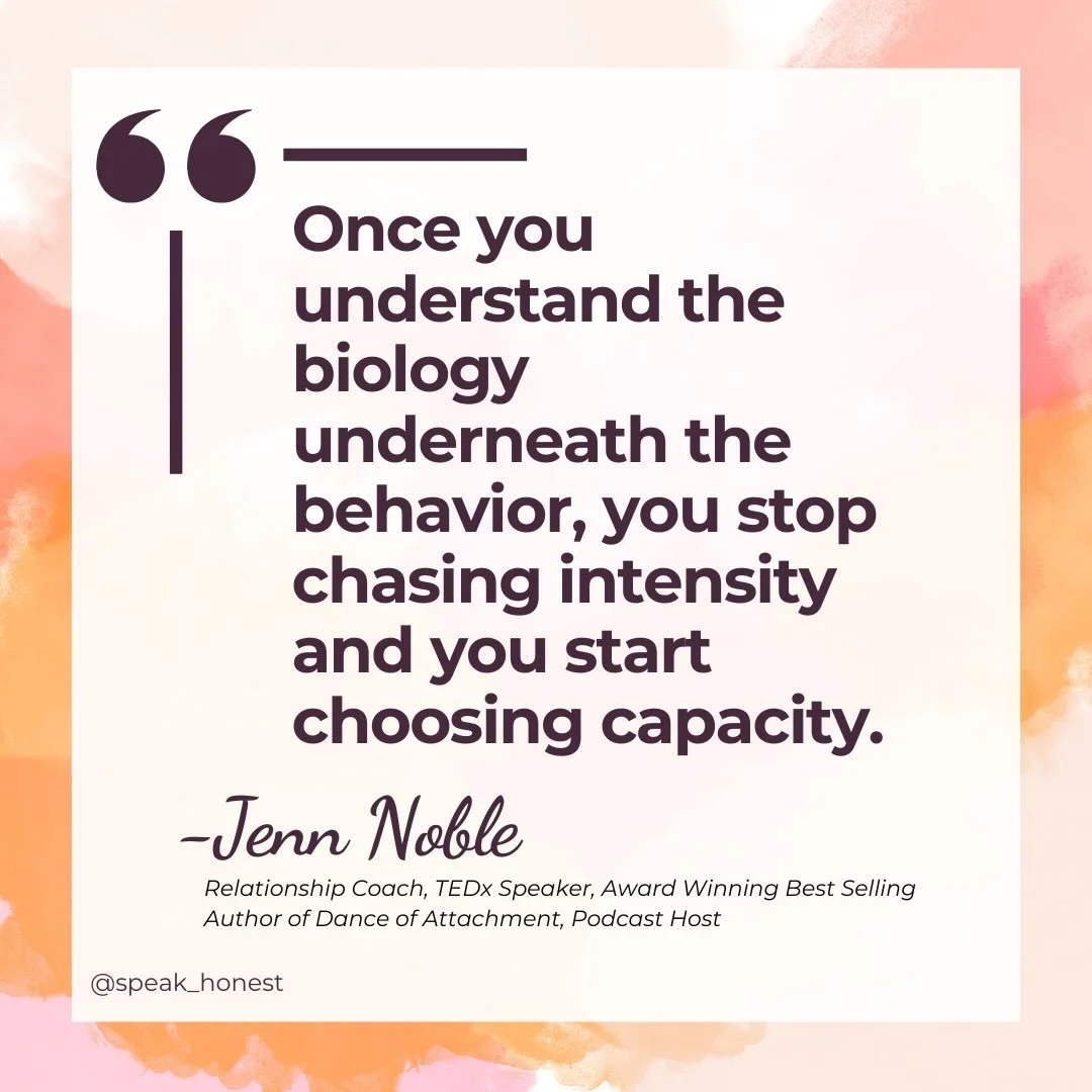 &ldquo;Once you understand the biology underneath the behavior, you stop chasing intensity and you start choosing capacity.&rdquo;

Read that again.

So many smart, successful women think they&rsquo;re choosing chemistry&hellip; when they&rsquo;re ac
