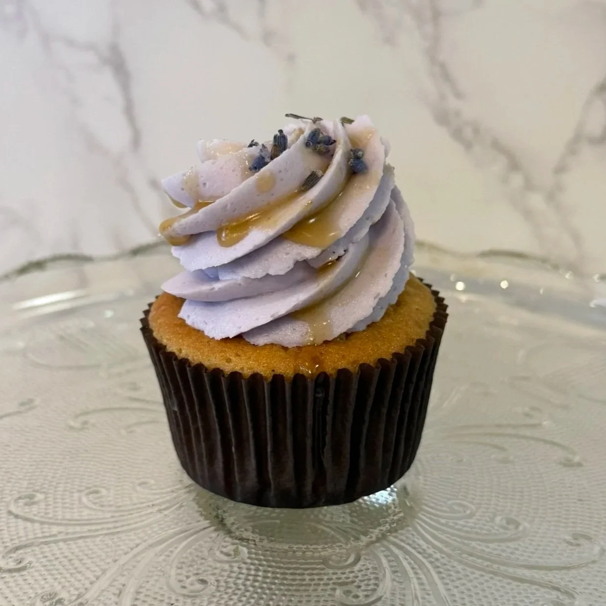 Cupcake with lavender frosting 
