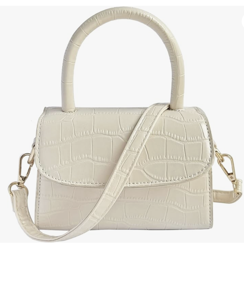 AMHDV Cute Mini Purse Top Handle Clutch Bag Tiny Crossbody Handbag with Crocodile Pattern