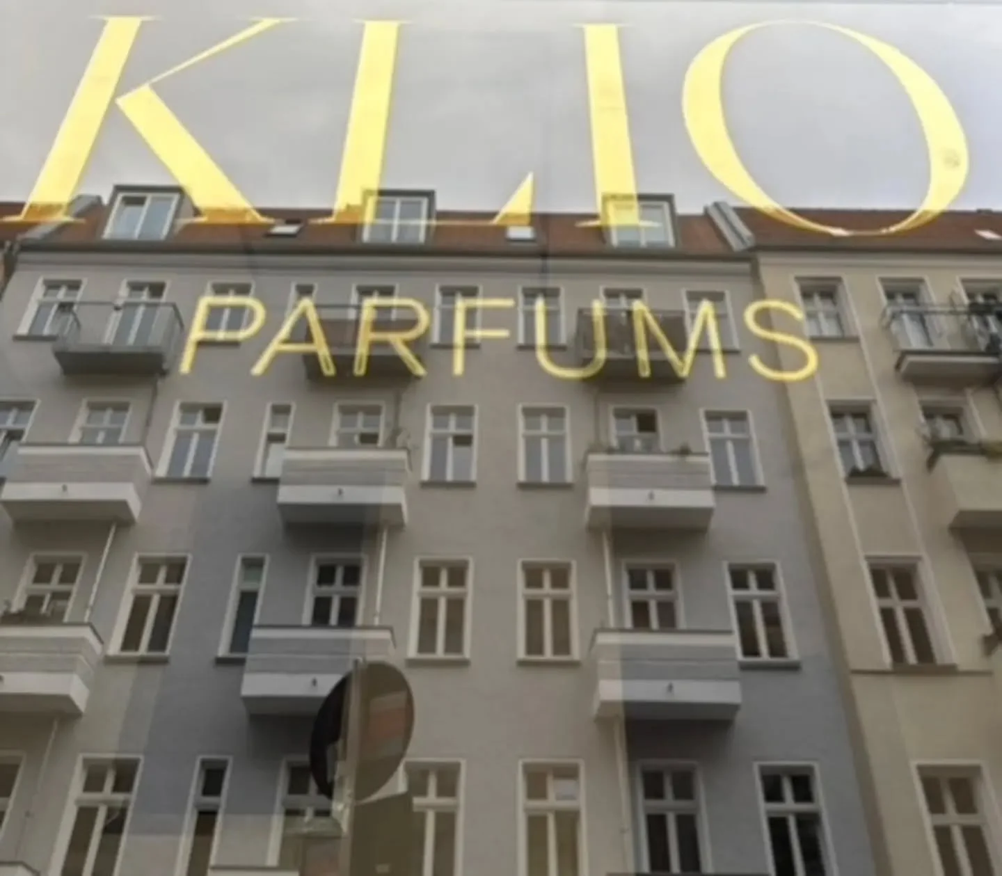Coming soon....
Logo on the vitrine of Klio parfums studio,  G&auml;rtnerstra&szlig;e 7, 10245 Berlin